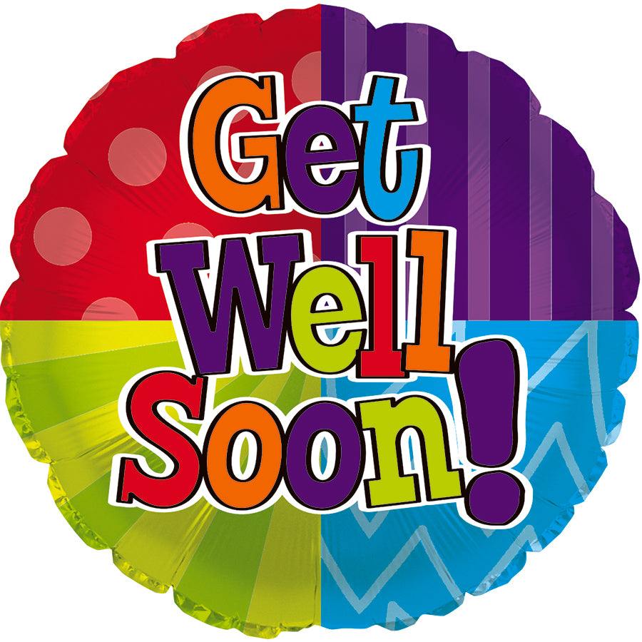 17" Get Well Soon Dots & Stripes Foil