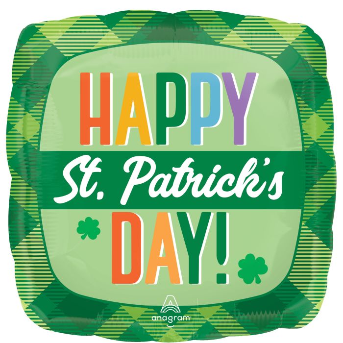 18" Happy St. Patrick's Day Plaid