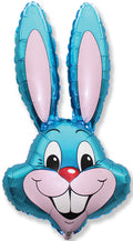 35" Bunny Rabbit Head Blue Foil