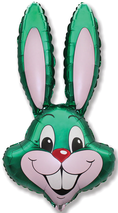 35" Bunny Rabbit Head Green Foil