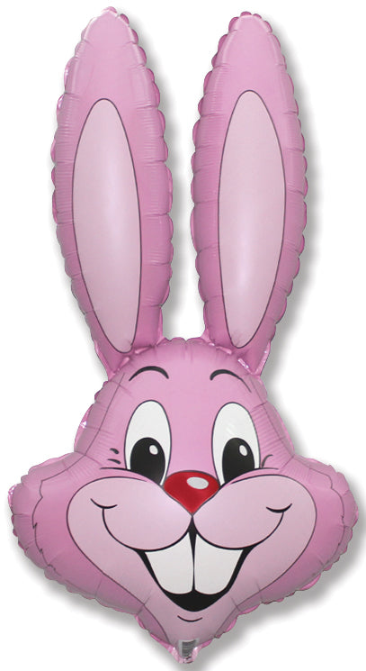 35" Bunny Rabbit Head Pink Foil