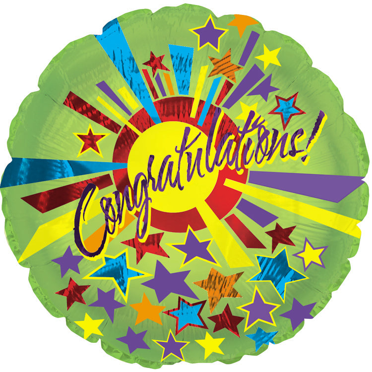 18" Congratulations Green Star Burst