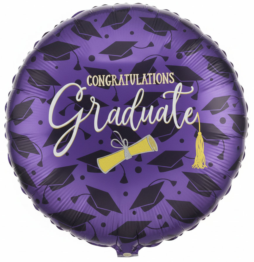 17" Glitter Diploma Grad Purple  Foil