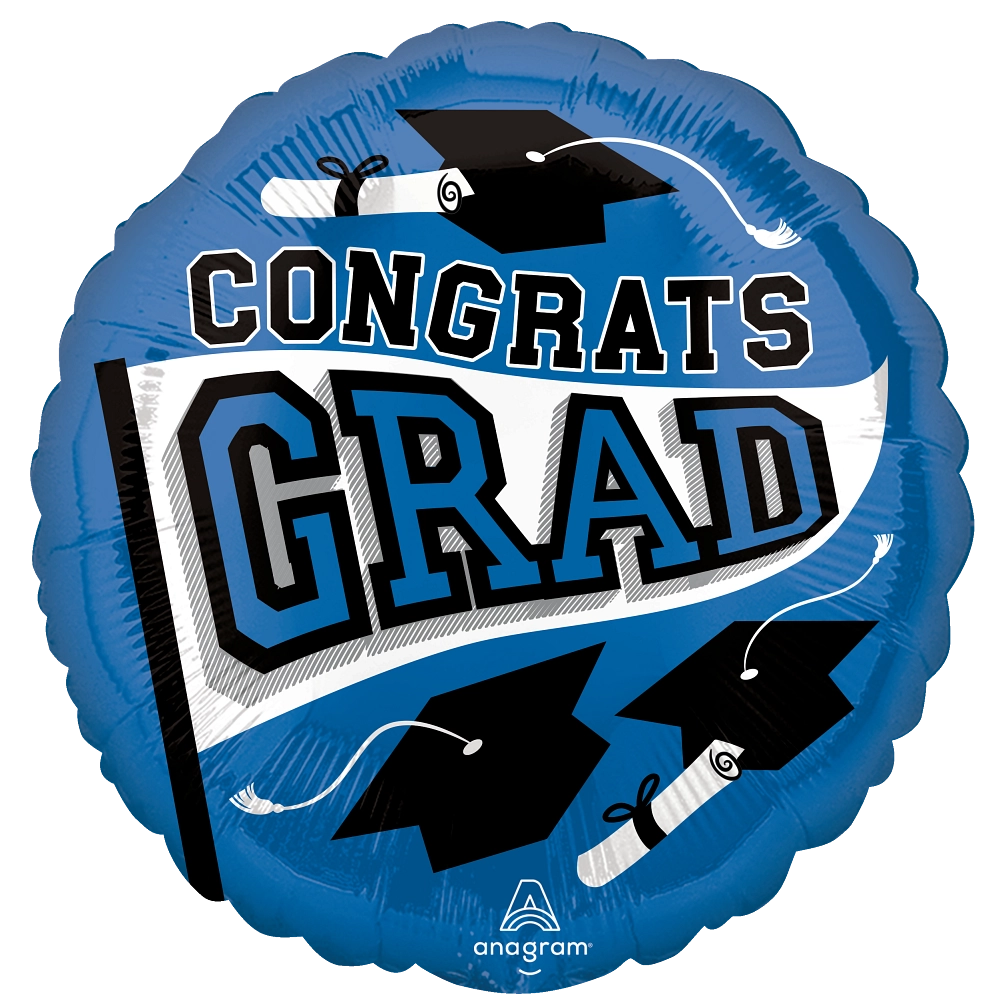 18" Graduation Congrats Grad Blue Foil