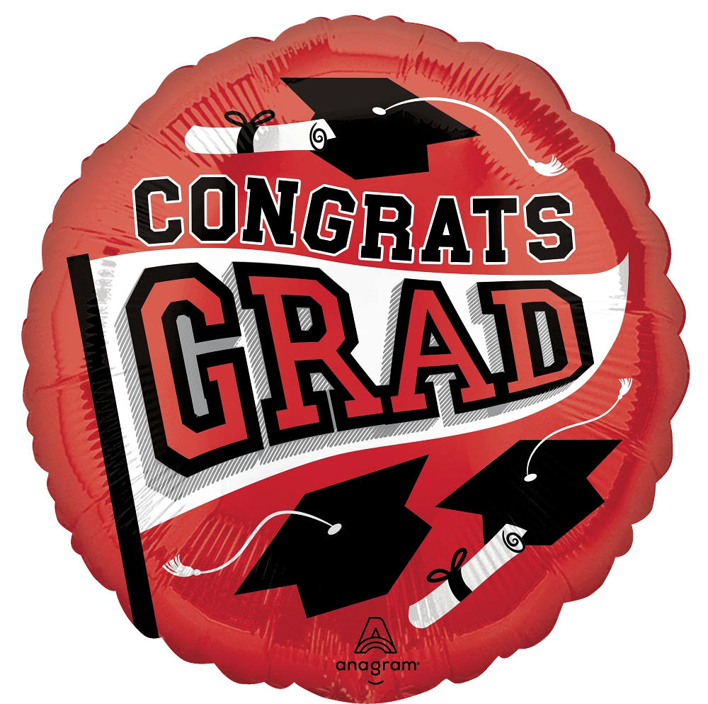 18" Graduation Congrats Grad Red Foil