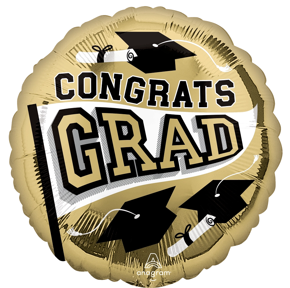 18" Graduation Congrats Grad White Gold Foil