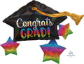 34" Iridescent Grad Cap & Stars Foil
