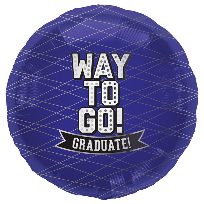 18" Way to Go Graduate Purple Round Foil