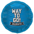 18" Way To Go Graduate Blue Round Foil