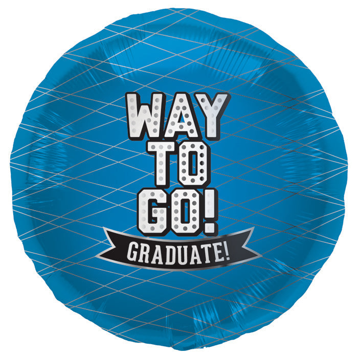 18" Way To Go Graduate Blue Round Foil