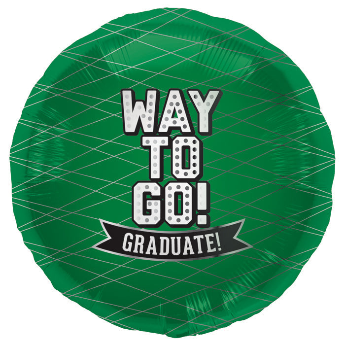 18" Way To Go Graduate Green Round Foil
