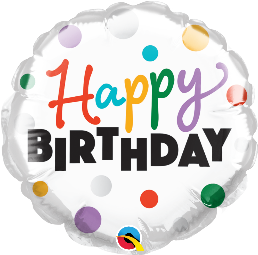 4" Round Happy Birthday Dots