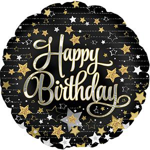 18" Happy Birthday Gold Stars