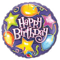18" Round Birthday Stars & Balloons