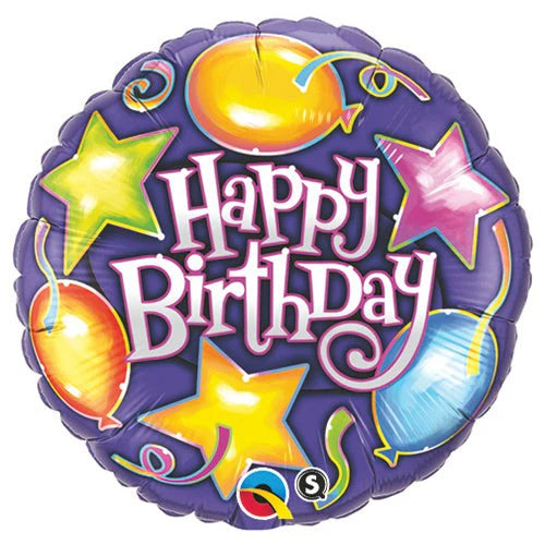 18" Round Birthday Stars & Balloons