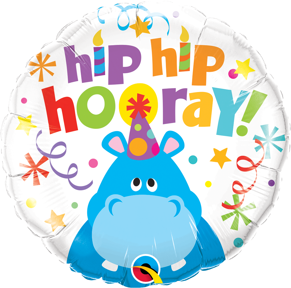 18" Hip Hip Hooray Hippo Foil