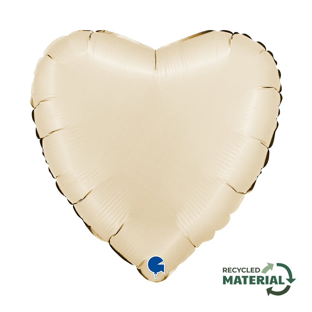 18" Heart Satin Cream Foil