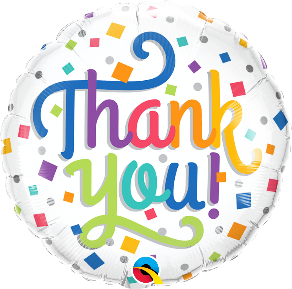 18" Thank You Colourful Confetti Foil